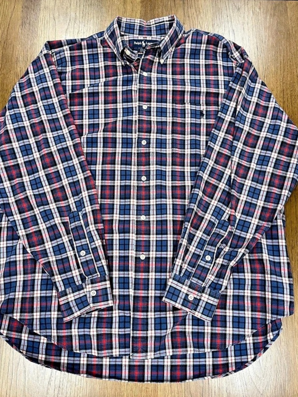 Vintage Polo Ralph Lauren Plaid Button-Down 100% Cotton Mens XL